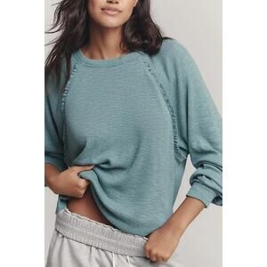 Pilcro Anthropologie Ruffled Raglan Thermal Long Sleeve Top Slouchy Yellow Small